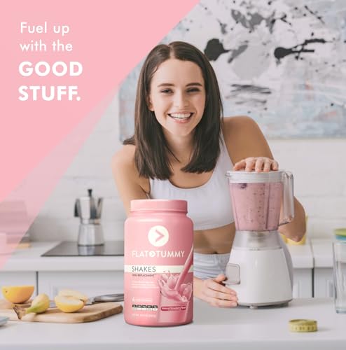 FLAT TUMMY TEA MEAL REPLACEMENT SHAKE – STRAWBERRY, 20 SERVINGS, EBT ELIGIBLE – PLANT BASED PROTEIN POWDER FOR WOMEN – VITAMINS & MINERALS – DAIRY FREE, GLUTEN FREE, KETO-FRIENDLY SHAKES – 1.76 POUND (PACK OF 1)