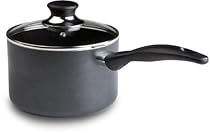 T-fal A85724 Specialty Nonstick Dishwasher Safe PFOA Free Cookware Handy Pot Sauce Pan with Glass Lid, 3-Quart, Gray