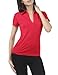 Thanth Womens V-Neck Short Sleeve Polo Collar Golf Shirt