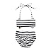 Scfcloth Cute Baby Girls Swimsuit 2Pcs Halter Stripe Bow Swimwear Beach Bikini Set Black 3T