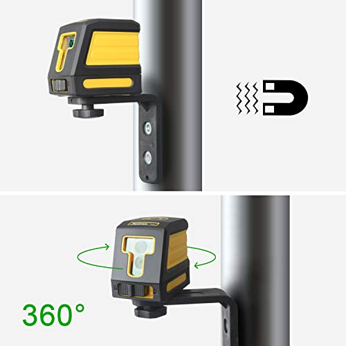 Laser Level Green Line Level Self Leveling MESTEK 98ft Alignment Tools Cross Horizontal Vertical Lines Full Soft Rubber Covered Soft Carrying Pouch Batteries Magnetic Mount Base for Wall House Ceiling
