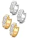 Jstyle Stainless Steel Womens Mens Hoop Earrings Huggie Earrings CZ Piercings 2 Pairs 18G
