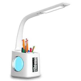 Wanjiaone 10W Dimmbar Led Schreibtischlampe, Augenschutz Stifthalter Tischleuchte mit Touchfeld für Nachtlicht und 3 Helligke