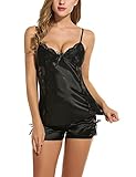 Avidlove Women Sexy Lingerie Lace Sleepwear Satin Pajama Cami Shorts Set