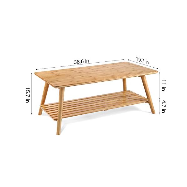 Nnewvante Coffee Table Foldable Bamboo Mid Century Desk TV Stand with