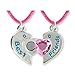 Best Friends Forever Twin Pendants in Keepsake Boxes Pink Heart Girls Necklace