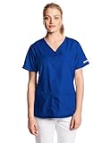 Cherokee Women's Scrubs Flexibles Sporty V-Neck Knit Panel Top, Galaxy Blue, Medium