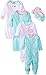 Gerber Baby Girls' 6 Piece Gown, Cap (0-6m), and Sleep'n Play (0-3m) Gift Set, Zebra