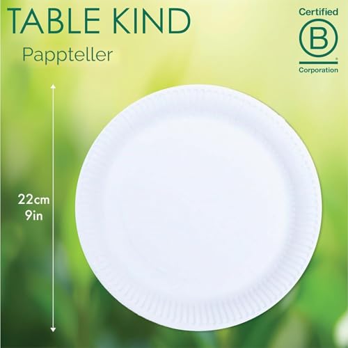 Table Child x 150, 22 cm, Environmentally Friendly Paper Plates for Birthday, Environmentally Friendly, Recyclable, Disposable Tableware, Biodegradable Party Accessories, Home Compostable, Made in the EU