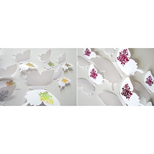 Ufengke 12 Piezas 3d Mariposas Blancas Purpura Flores Pegatinas
