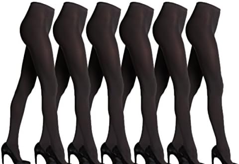 Women's Opaque Tights, Bulk Pack, Comfortable Soft Nylon Leggings Pantyhose, 80 Denier, One Size/Queen Size (6 Pack Black, Queen Size (5'-6'/165-250 lbs))