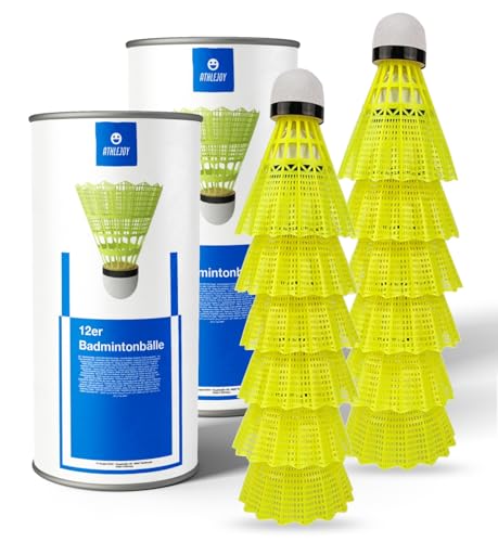 ATHLEJOY 60x Badminton Federbälle - Training und Wettkampf - Badmintonbälle für den Einsatz im Freien und in der Halle