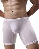 Helisopus Men's Briefs Breathable Underwear Solid Silk Fabric Ultra Thin U-Shaped Boxer Brief(4 Pack)
