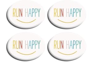 BIBBOARDS bibSNAPS Race Bib Clips - Safety Lock Fasteners - Secures Running, Marathon, Cycling and Event Number, Non Magnetic, Easy to Use, Soft & Reusable - Replacement for Pins & Magnets - Run Happy (4pcs)