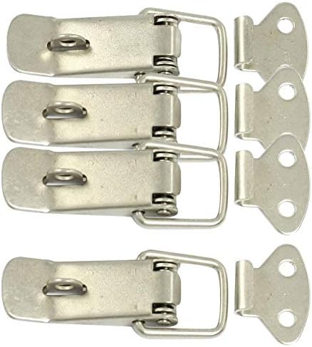 NiceWave 4 Pcs Spring Loaded Toggle Latch Stainless Steel Toggle Clamp Clip Catches Hasps for Chest,Trunk,Case,Box Durable and Pratical