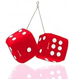 Zento Deals Pair of Hanging Red Fuzzy Dice with
