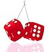 Zento Deals Pair of 3’’ Hanging Red Mirror Plush Fuzzy Dice with White Dots for Rear View Mirror Hanging Ornament G