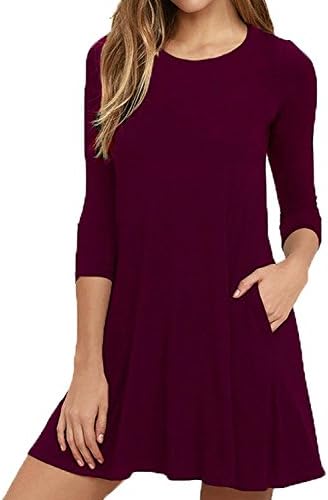 Zero City Casual Flowy Simple Swing T-Shirt Loose Pockets Dress
