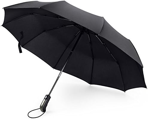 Arxee Travel Windproof Umbrella, Automatic Compact Lightweight Reinforced Golf Canopy Unisex with Ergonomic Handle (Black) 42 Inches