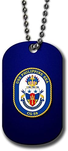 Aluminum Dog Tag Necklace and Key Ring - US Navy USS Philippine Sea (CG 58), cruiser (crest)
