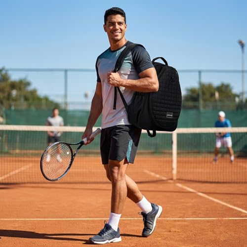 Mochila Academia Impermeável Grande para Tênis, Bolsa Esportiva com Compartimento para Sapatos, Ideal para Viagem, Pickleball, Badminton, Fitness e Uso Diário