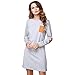vanberfia Women's O Neck Long Sleeve Elbow Patch T-Shirt Dress
