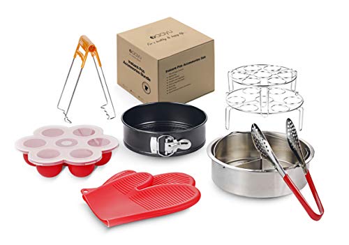 Premium Instant Pot Accessories Set – 7 Pieces Value Pack – Fits 5, 6, 8 QT InstantPot. Steamer Basket, Springform Pan, Egg Rack, Silicone Egg Bites Mold, Bowl Clip, Tong and Silicone Gloves