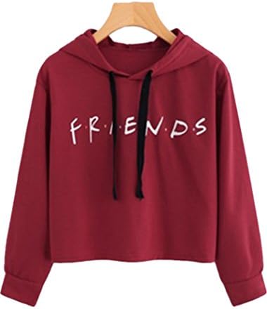 Dizoo Fisy Women's Casual Letter Printed Hooded Crop Tops Drawstring Pullover Sweatshirts