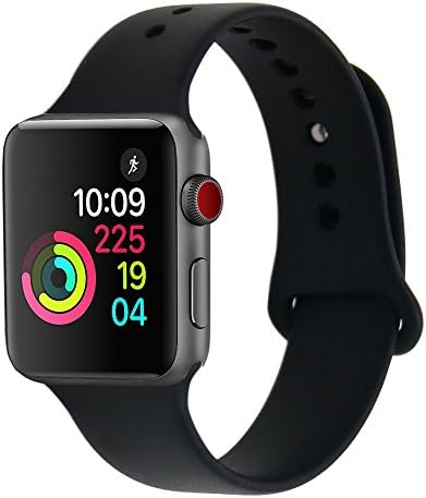 Sworddy Sport Band for Apple Watch 38MM 42MM,Soft Silicone Replacement for Apple Watch Series 3/2/1 [38 S/M Black]