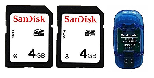 SanDisk 4GB Class 4 SD Card (2 Pack) with BONUS High Speed USB SD/SDXC Card Reader