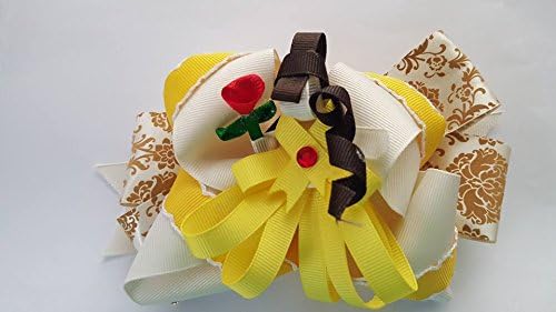 Princess Inspired Hair Bow 3 in 1 Brown Yellow Ribbon Sculpture Girls Accessories