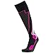 Pure Athlete High Performance Wool Ski Socks - Thermal Warm Merino Wool OTC Sock, Men Women (1 Pair - Black/Grey/Neon Pink, Medium)
