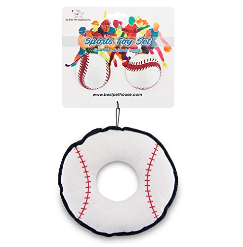 3-in-1 Sports Dog Toy Set with Squeaker by Best Pet Supplies - Baseball