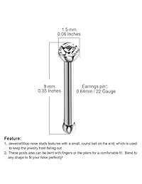 JewelrieShop - Piercing para nariz, acero inoxidable, 40 piezas 60 unidades