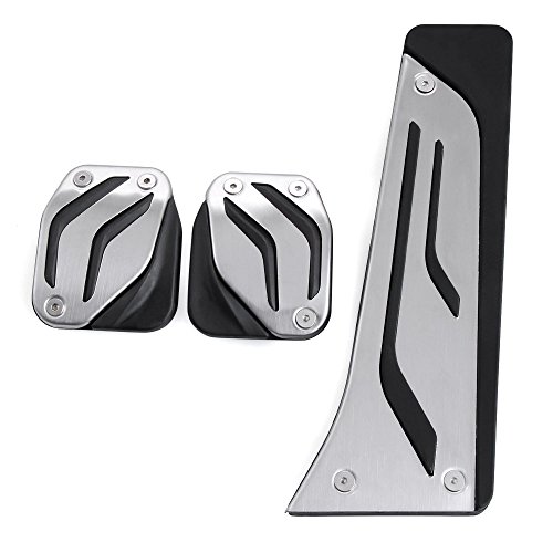 AeroBon Manual Transmission Stainless Steel Fuel Brake Clutch Pedal Pads Compatible with BMW 1 2 3 4 5 6 X1 X2 X3 X4 X5 X6 M3 M5 M6- No Drill Required