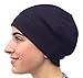 Premium Soft Comfy Sleep and Chemo Cap, Hat Liner - Tagless 100% Organic USA Cotton (Black)Medium/Large