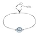 BAMOER 925 Sterling Silver Expandable Lucky Blue Evil Eye Chain Bracelet Necklace with Sparkling Cubic Zirconia for Women Girls