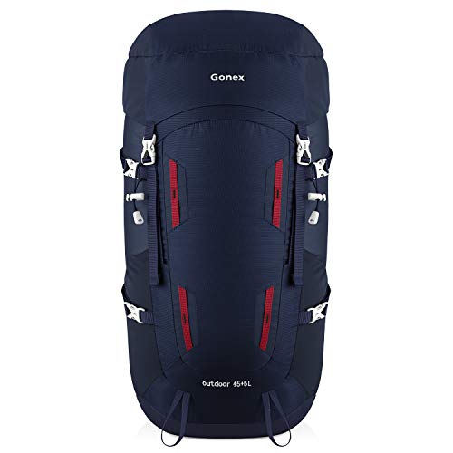Gonex 45L/50L Hiking Internal Frame Backpack, Outdoor Travel Backpacking Backpack with Rain Cover for Camping, Trekking, Climbing for Men Women Deep Blue - Thumbnail 5