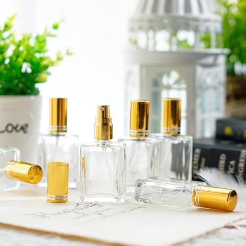 ChicAbode 12pcs Clear Perfume Spray Bottles 15ml Glass Fine Mist Sprayer Empty Spray Bottles Refillable Container Perfume Atomizer for Cleaning, Essential Oil, Liquid