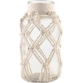 Flower Vases with Cotton Rope Cover Woven Glass Vase Decorative Flower Bottle for Dining Room/Bedroom/Bathroom/Mantel (Cotton)