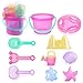 LotFancy 10PCS Summer Beach Toys Set, with Sand Castel Molds & Tools, BPA Free Sandbox Toys for Toddlers Kids 3-8, Sand Bucket Shovel Sifter Rake Funnel Watering Can, Girls Vacation Essentials