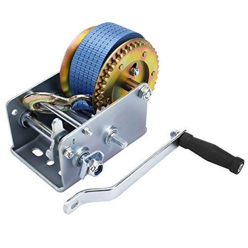KUNTEC 2500lbs Hand Winch Hand Crank Durable Gear Manual Winch with 24FT Polyester Strap for ATV Boat Trailer - Image 2