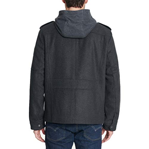 levi's men's wool blend military jacket with hood