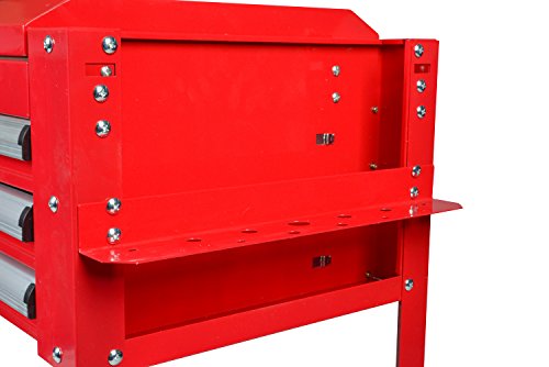 Enjoi Utility Tool Cabinet Service Cart Tool Chest Workshop Rolling Storage Trolley Tool Box w/Drawers (Red)