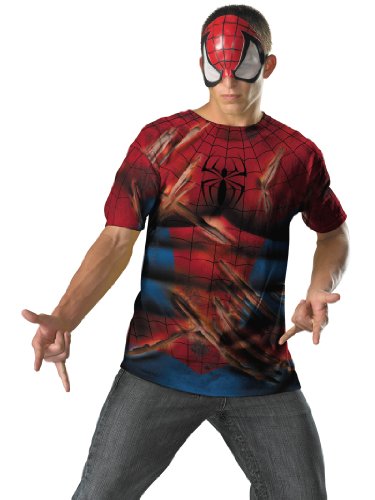 Teen Spiderman Costume T-Shirt & Mask Easy Party Outfit Theatrical Mens Costume