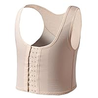 Lesbian Breathable Super Flat Les Compression 3 Rows Central Clasp Chest Binders (L, Nude)