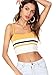 Romwe Women's Sexy Stretch Spaghetti Strap Striped Crop Cami Tank Top Yellow S