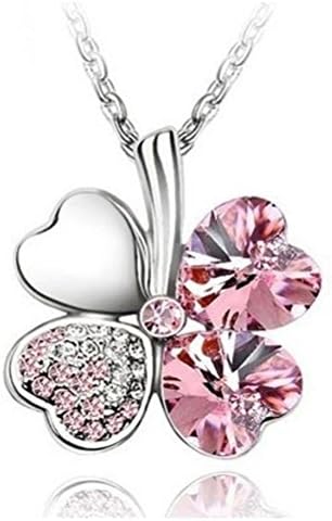 Collana Donna Con Ciondolo Quadrifoglio In Cristallo – Acciaio Inox, Dorata, 18 Pollici