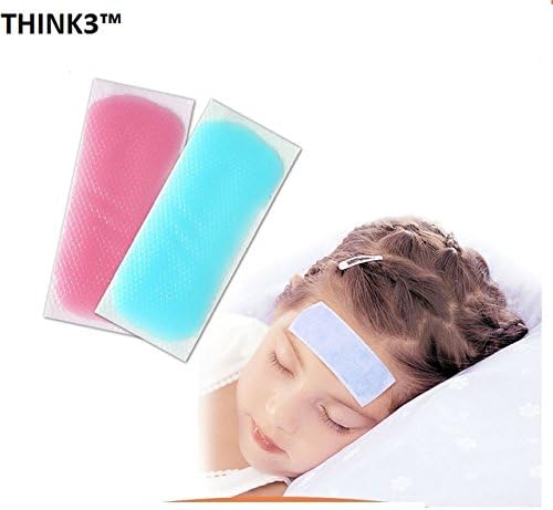 THINK3™ IMPORTED Cooling Gel Patch 8PCS for Relief Migraine, Headache, Fever, Muscle Ache, Sprains, Hot Flash and Heat Discomfort Anywhere and Anytime Great for Children and Adults.
