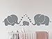 LUCKKYY Cute Three Family Elephant Wall Decals for Kid Room Room Decor Baby Nursery (Gray)